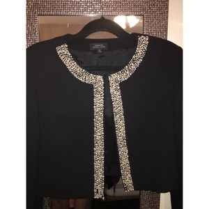 Tahari Cropped Pearl Beaded Blazer